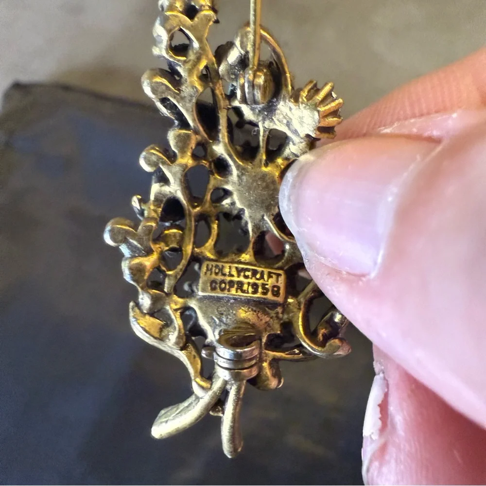 Hollycraft Vintage 1950 Floral Spray Brooch